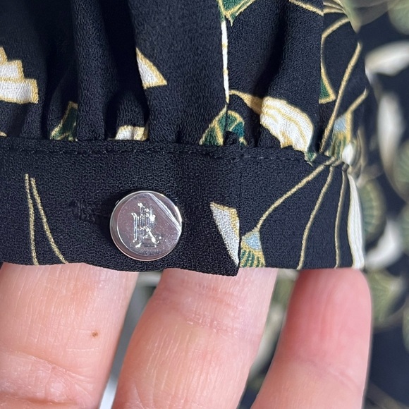 Ralph Lauren Gorgette Blouson-Sleeve Ginko Leaf Print Blouse - Picture 12 of 12